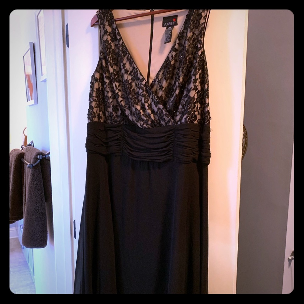 Beaded dress with lace overlay